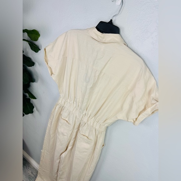 NWT Universal Thread Utility Boilersuit Relaxed Denim Jumpsuit Cream - Picture 11 of 11